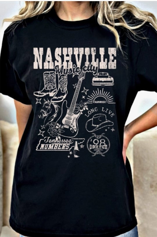 Amused by Blue - Nashville - Black T-Shirt MB6209 T2