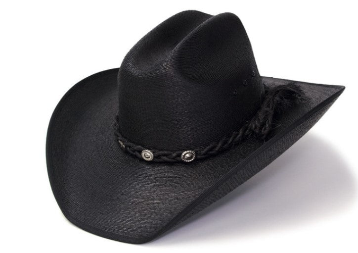 PAL-17 Black Palm Straw Western Cattleman Hat