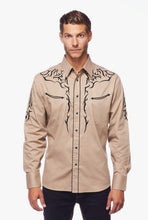 Load image into Gallery viewer, Rodeo Clothing Mens Western Embroidery Shirt PS500L-542 Beige
