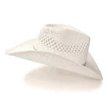 Load image into Gallery viewer, RA-311WHT Hat in White Twisted Straw Western Pinch Front Hat with Rhinestone Hat Band
