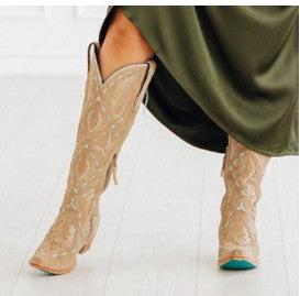 Lane Boots LB0495E-050 Reverie Knee High Corset Latte Suede and Powder Blue