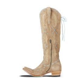 Lane Boots LB0495E-050 Reverie Knee High Corset Latte Suede and Powder Blue