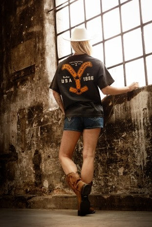 Official unisex Yellowstone Tee Ride For The Brand in Faded Black