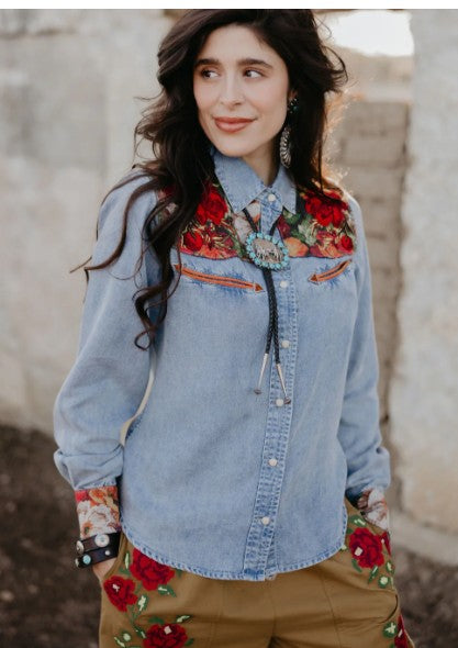 Rodeo Quincy Rosa Vaquera Button Up Blouse