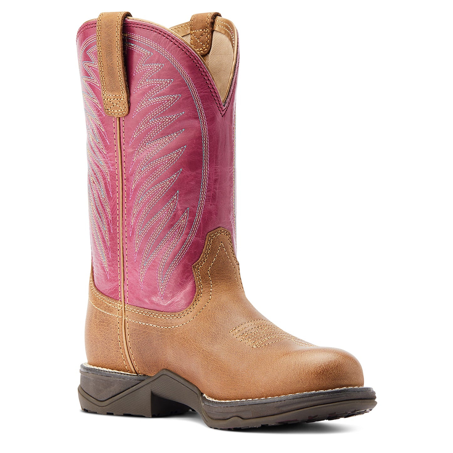 Ariat Ladies 10044418 Anthem Round Toe II Western Boots in Distressed Natural/Rosebud