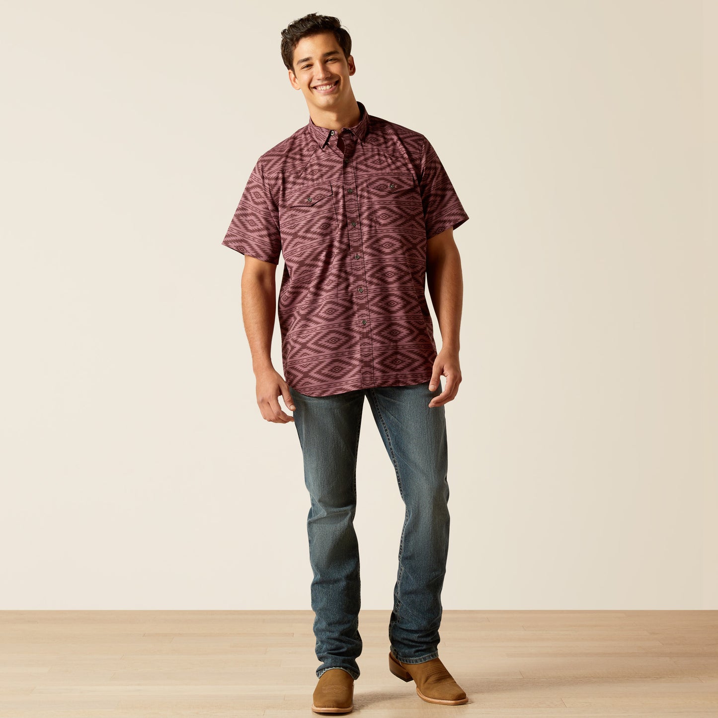 Ariat Mens 10051380 Mens VentTEK Western Shirt in Darkwood Red Limited Edition