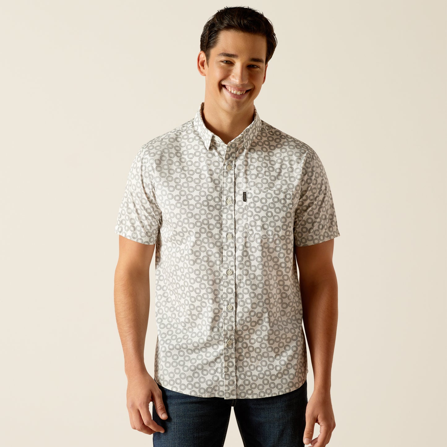 Ariat Mens 10051536 Marc Stretch Modern Fit Shirt in Vanilla Ice