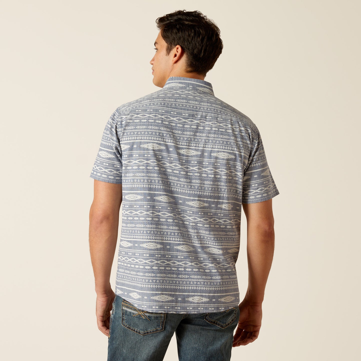 Ariat Mens 10051540 Mack Stretch Modern Fit Shirt in Chambray Blue
