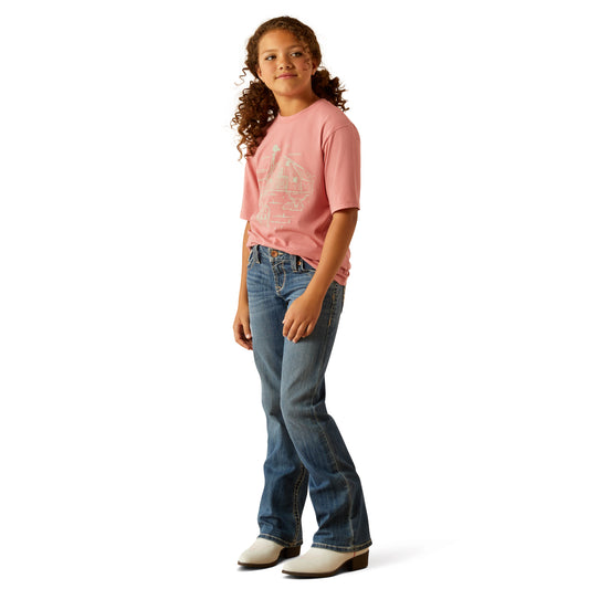 Ariat Girls T-Shirt Farm Scene in Dusty Rose 10055162