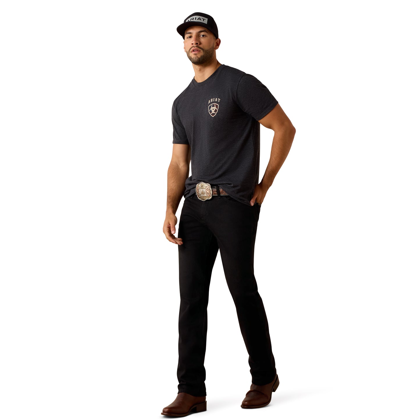 Ariat Mens 10071195 American Bison Classic Fit T-Shirt in Charcoal Heather