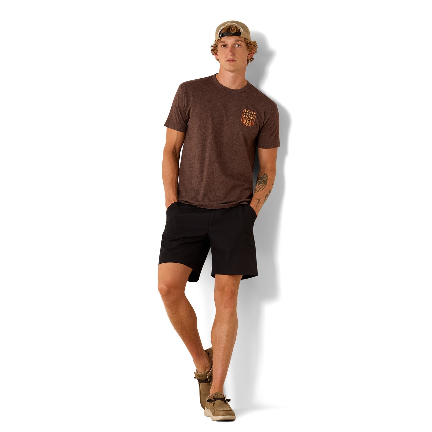 Ariat Mens 10073963 Patriotic Badge T-Shirt in Brown