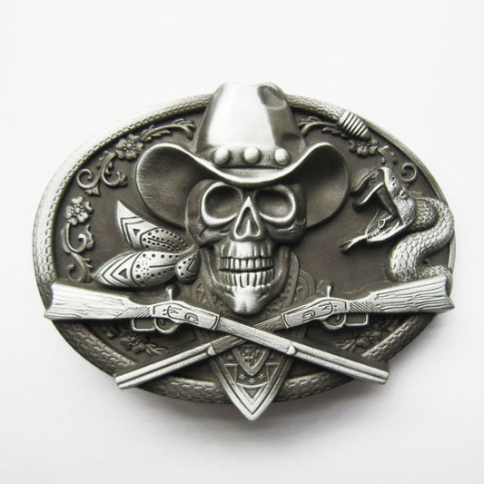 Buckle Western Cowboy Skull SK036 Silver