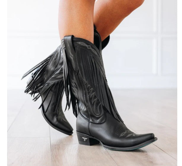 Lane Boots LB0482C-060 Senita Falls Cowboy Boots in Jet Black