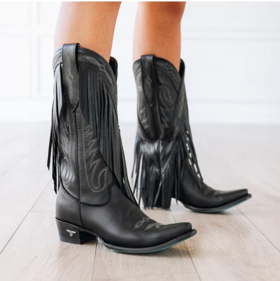 Lane Boots LB0482C-060 Senita Falls Cowboy Boots in Jet Black