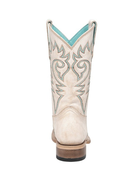 Corral Teens T0237 Bone Flames Embroidered Square Toe Western Boots
