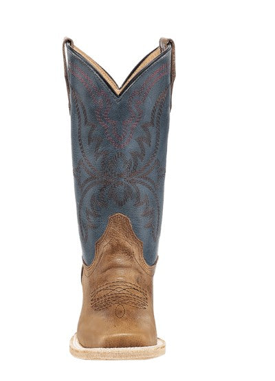 Corral Teens T0247 Brown/Blue Embroidery Square Toe Western Boots