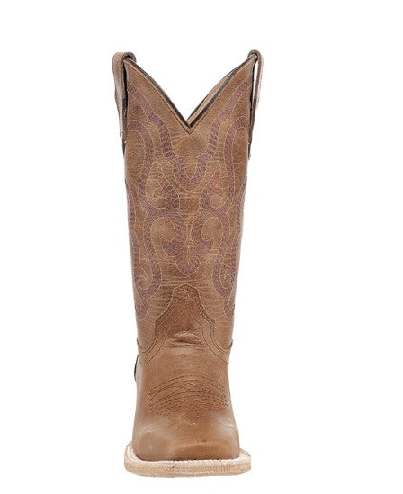 Corral Teens T0249 Brown Embroidery Square Toe Western Boots