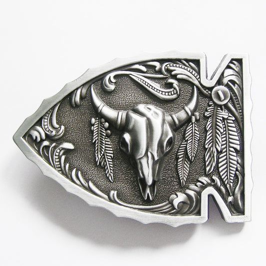 New Vintage Enamel Arrowhead Bull Belt Buckle WT076AS