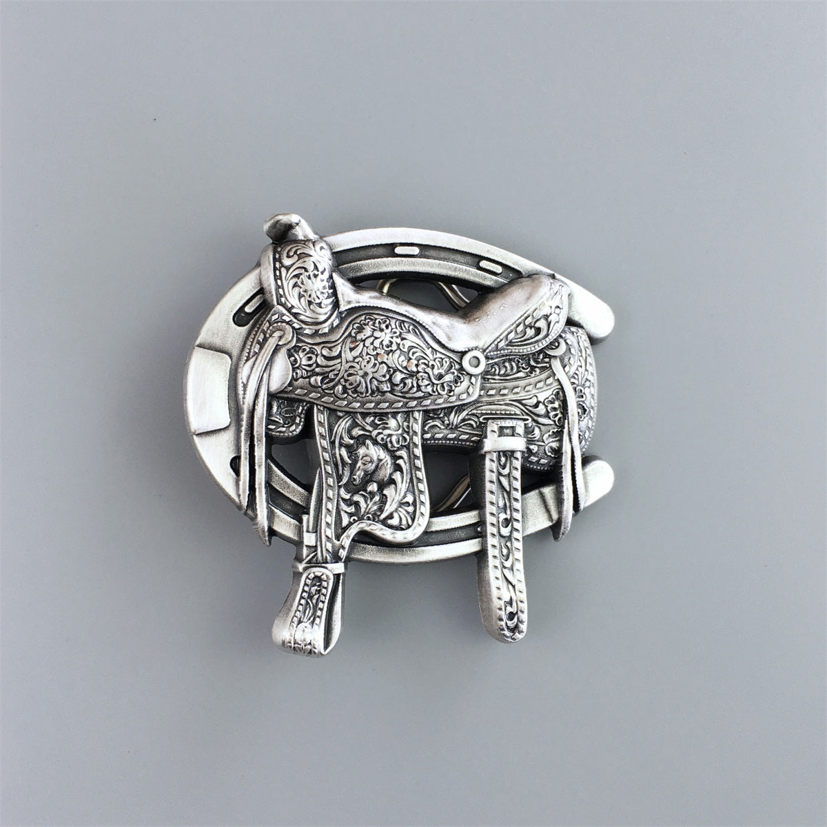 New Original Vintage Silver Plated Western Saddle Horse Shoe Belt Buckle WT140SL