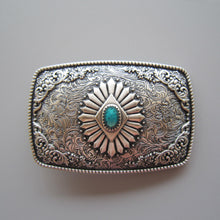 Load image into Gallery viewer, New Vintage Silver Plated Southwest Enamel Totem Rectangle Belt Buckle WT144SL
