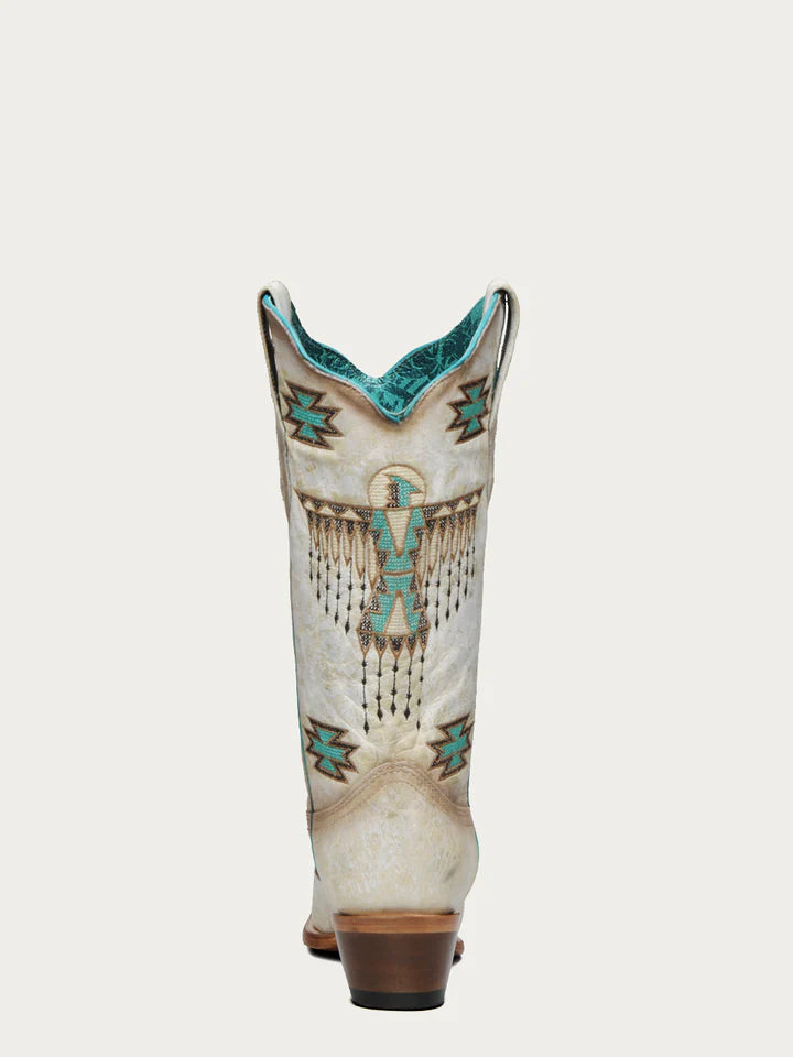 Corral Z5410 Ladies Woven Eagle Turquiose Embroidery Snip Toe Cowboy Boots