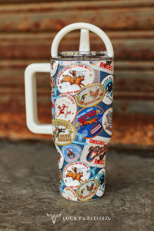 Patch Western printed Flip Straw Tumbler 30oz TPH72