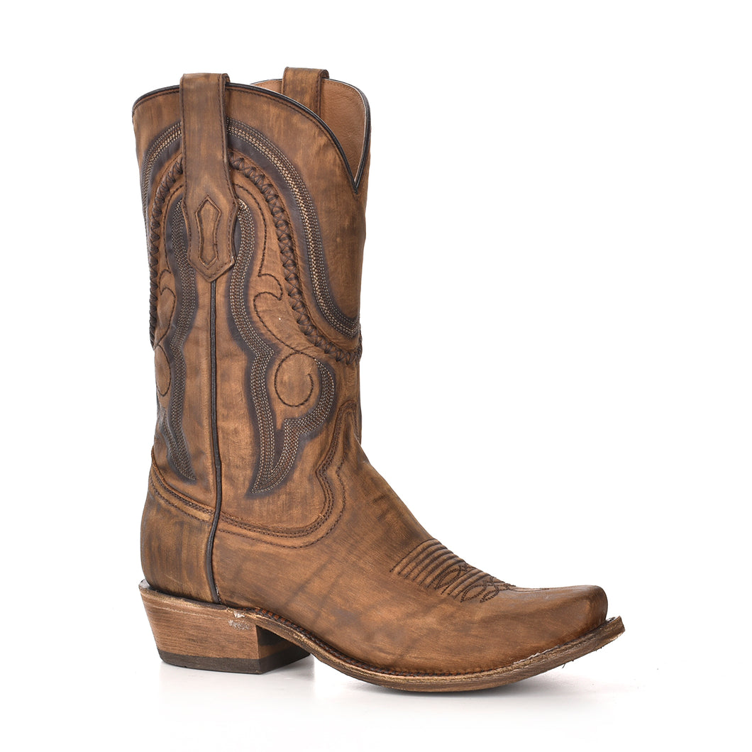 Corral A3479 Men’s Brown Embroidery Narrow Square Cowboy Boots