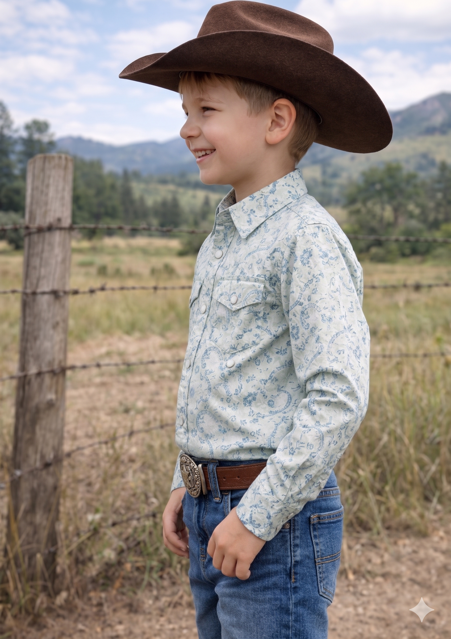 MontanaCo Boys Premium Cotton Western Snaps Long Sleeves Shirts.BL-2605