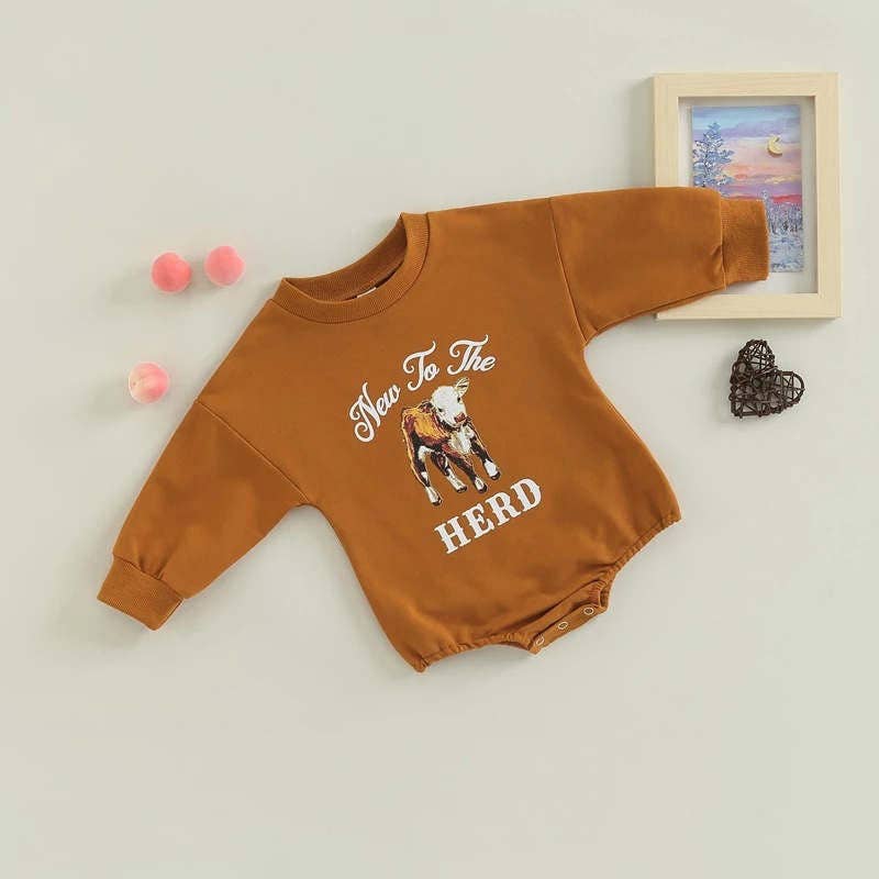 New to The Herd Sweater Romper in Rust