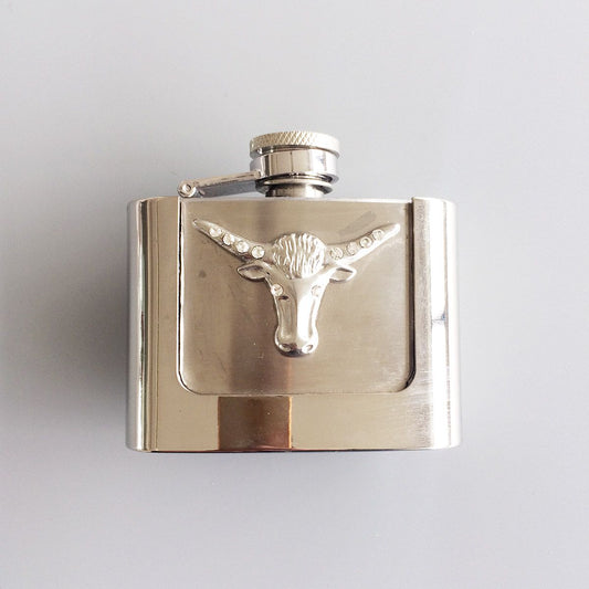 Buckle Western Removable Flask Belt Buckle Bull