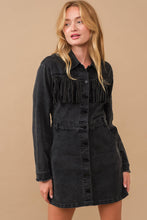 Load image into Gallery viewer, 80053D - Garment Washed Studded Fringe Western Denim Dress in Black
