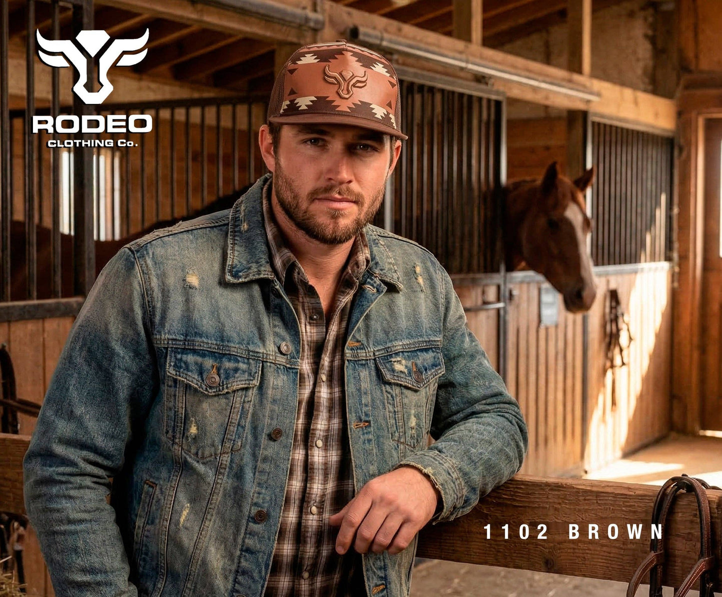 Rodeo Clothing Men’s Cotton Twill Mesh Western Cap –TH101-1102-BROWN