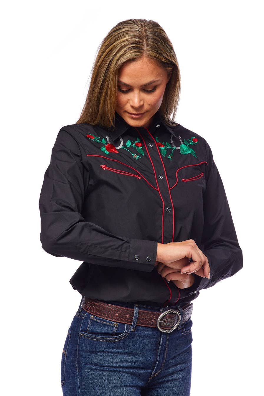 Women's Embroidered Western Inspired Snap Shirt LS500-510