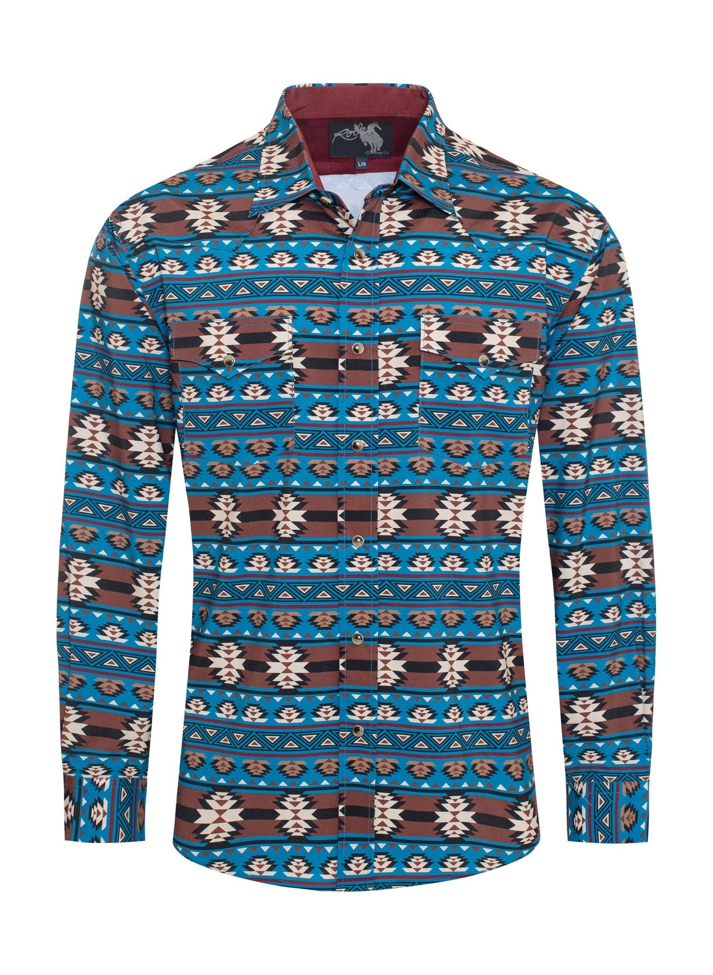 Men's Western Pearl Snap Aztec Print Shirt - MPS110L-118