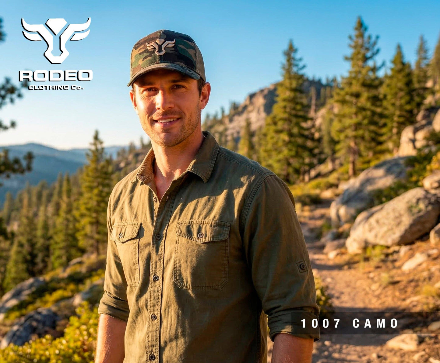 Rodeo Clothing Men’s Cotton Twill Mesh Western Cap –TH101-1107-CAMO