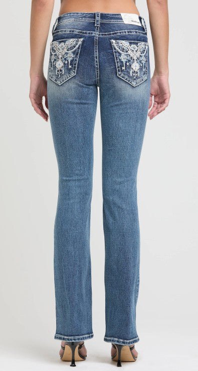 Grace In LA Western Embroidery Bootcut Jeans EB61986