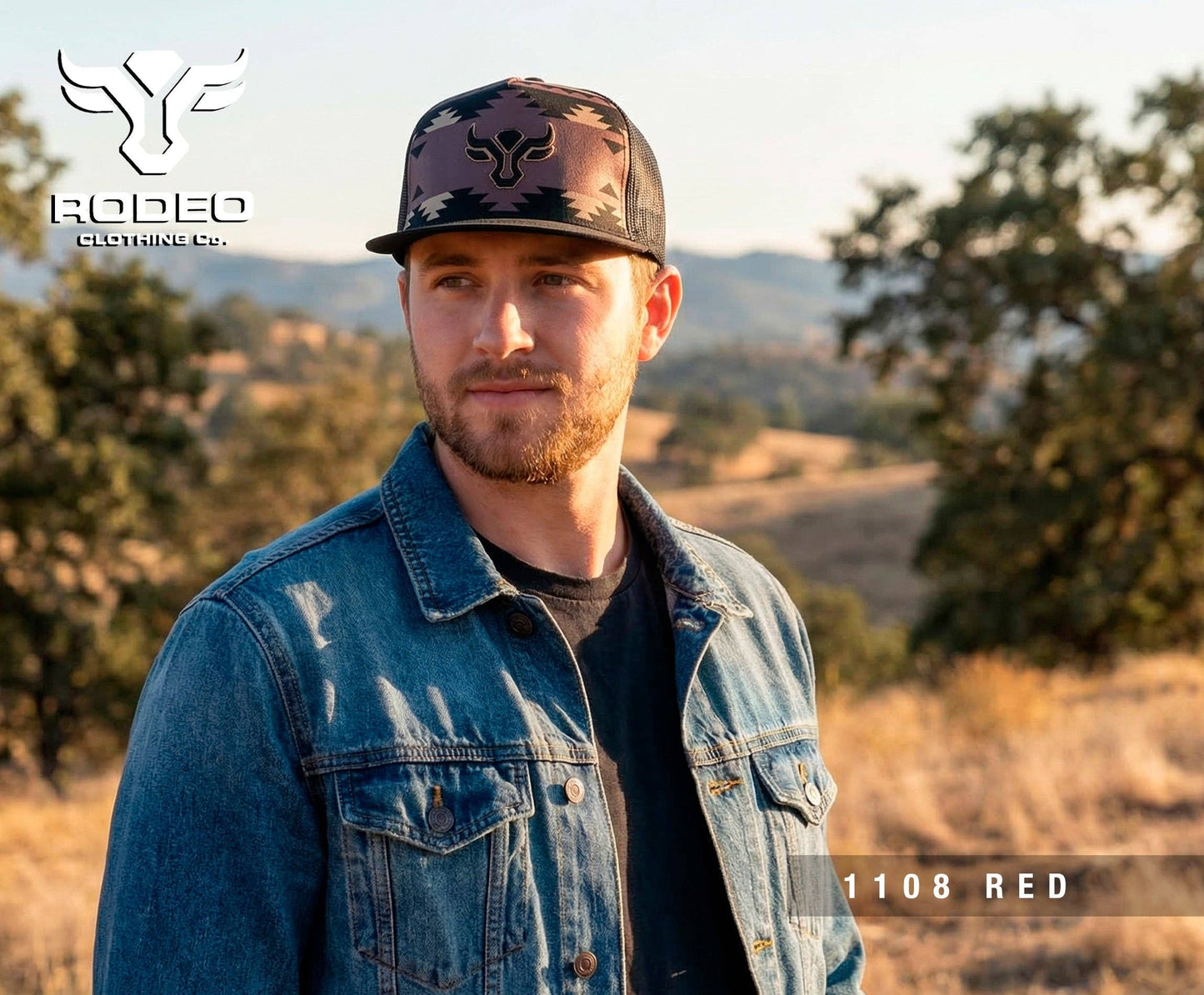 Rodeo Clothing Men’s Cotton Twill Mesh Western Cap –TH101-1108-RED