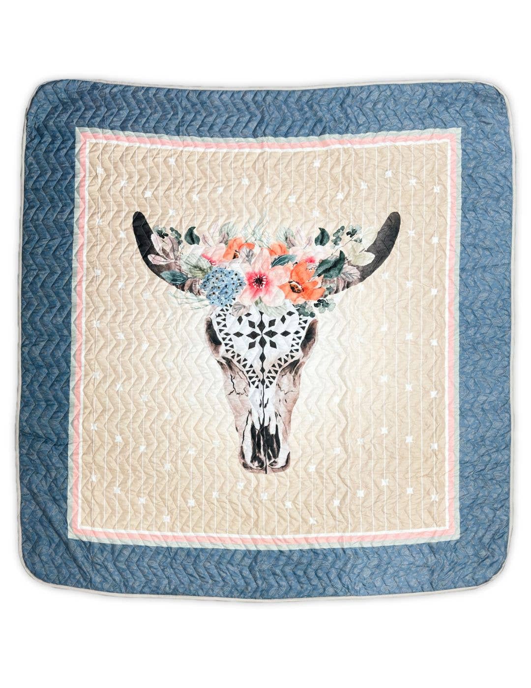 3pc Premium Quilted Bedding Set Long Horn