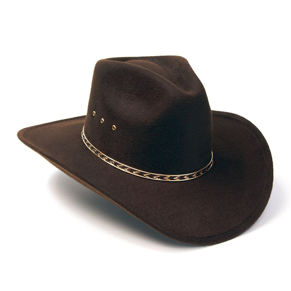 Western Express BFF35 Brown Faux Felt Pinch Front Cowboy Hat for Large Heads