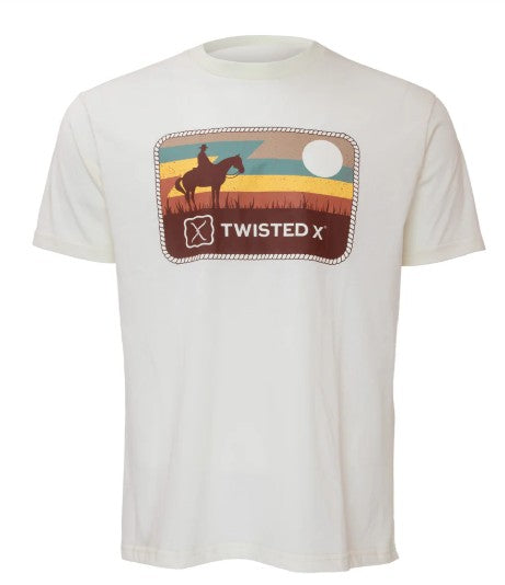 Twisted X Cream Patch Horse Logo Tee TSHIRT006
