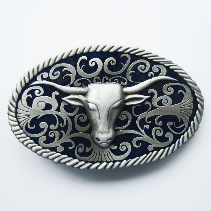 Buckle Western Longhorn Bull WT015 Blue