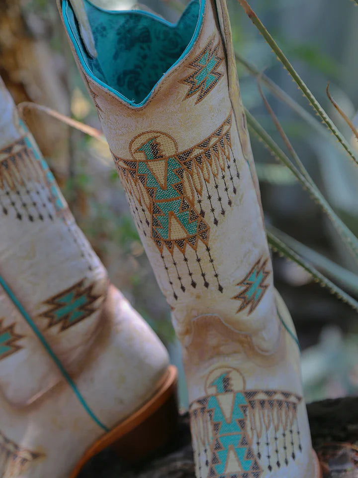 Corral Z5410 Ladies Woven Eagle Turquiose Embroidery Snip Toe Cowboy Boots