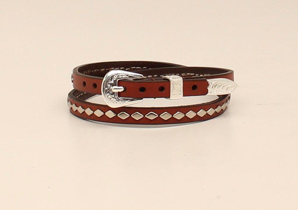 M&F Hat Band with Diamond Studs Brown 0201102