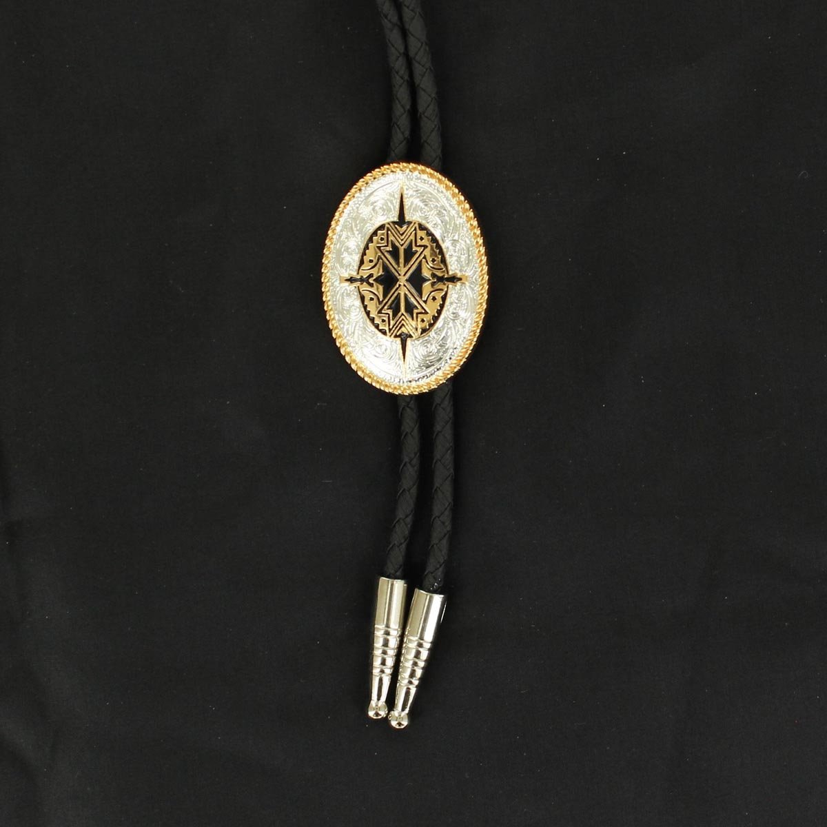 Bolo with silver, gold and black aztec design 2270235