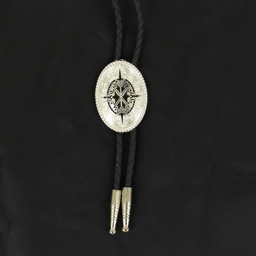Bolo with silver and black aztec design 2270236