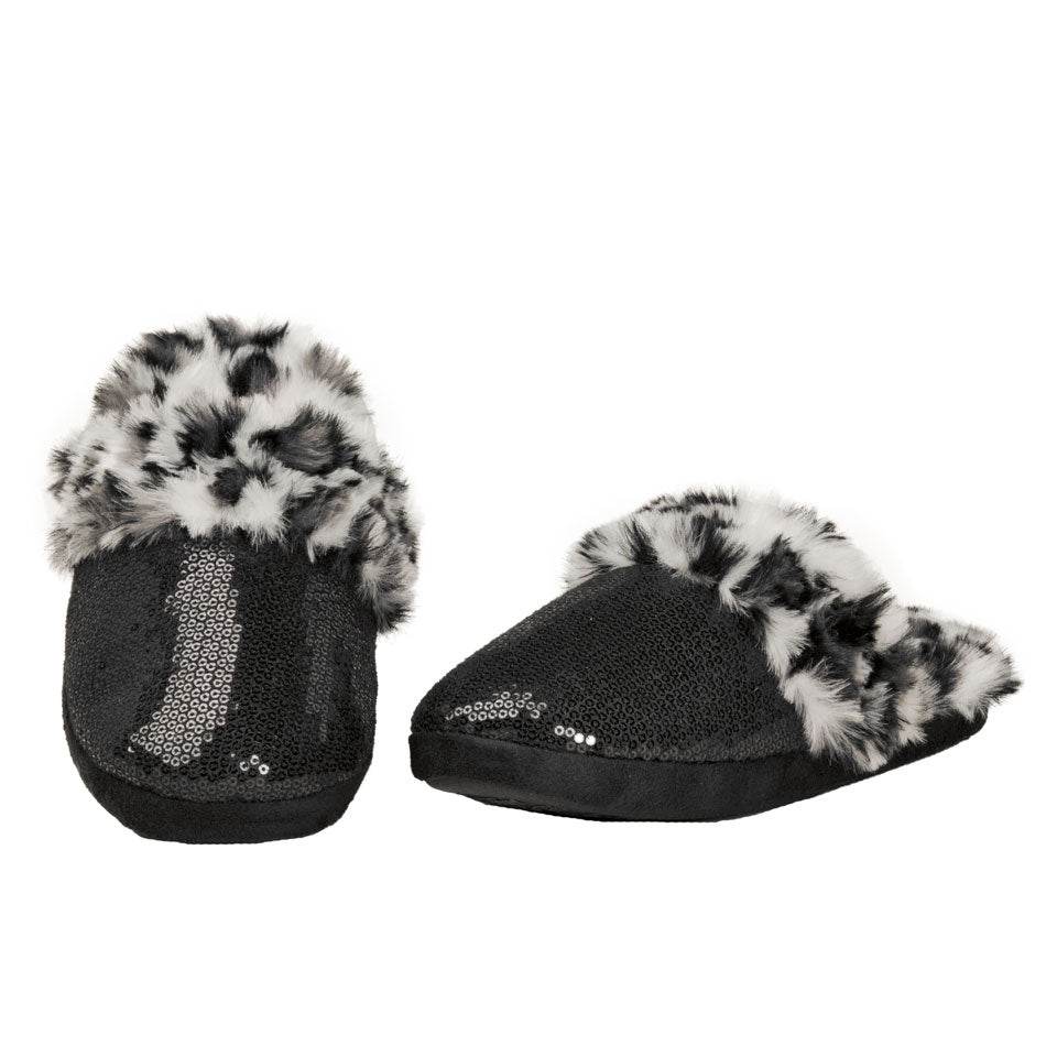 M&F 5714601 Blazin Roxx Black Sequin Fur Kelly Ladies Slide Slippers