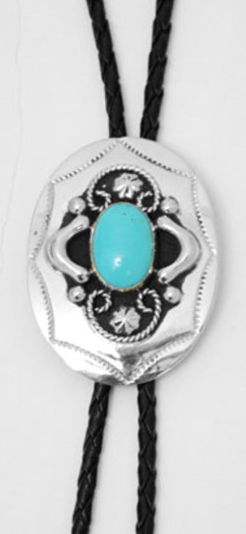 BT-202 German Silver Bolo with Turquoise Stone