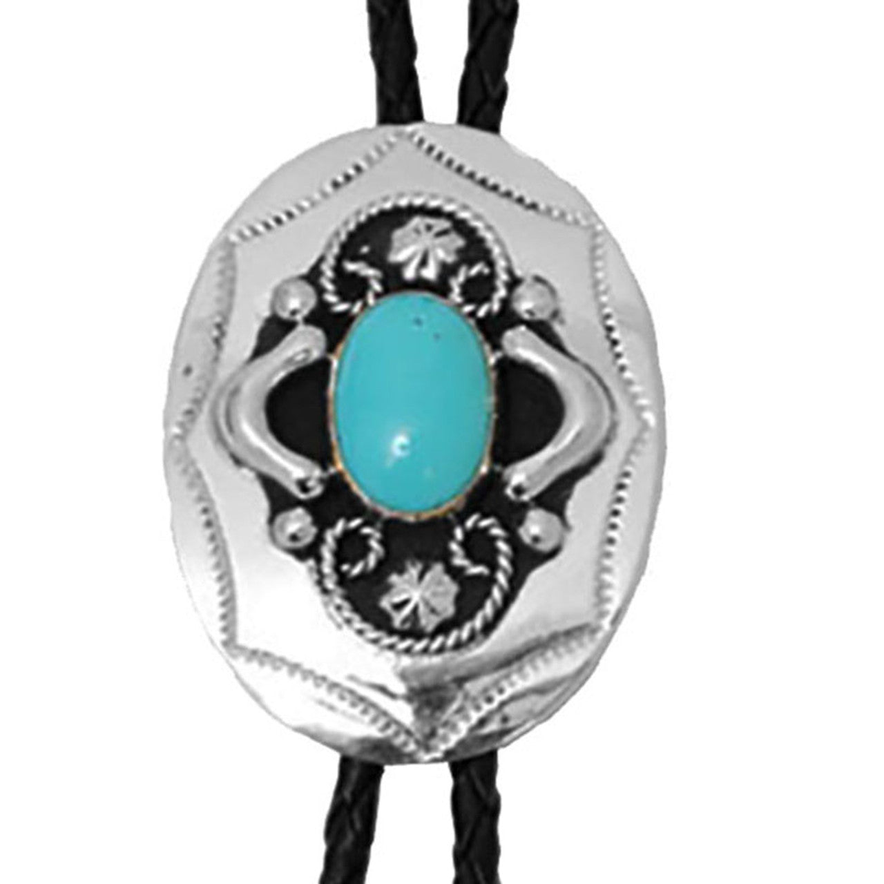 BT-202 German Silver Bolo with Turquoise Stone