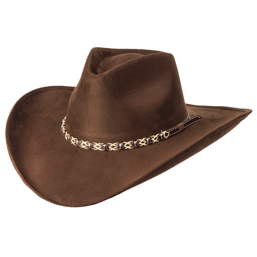 Western Express CL-97 Suede Like Hat - Brown Beaded