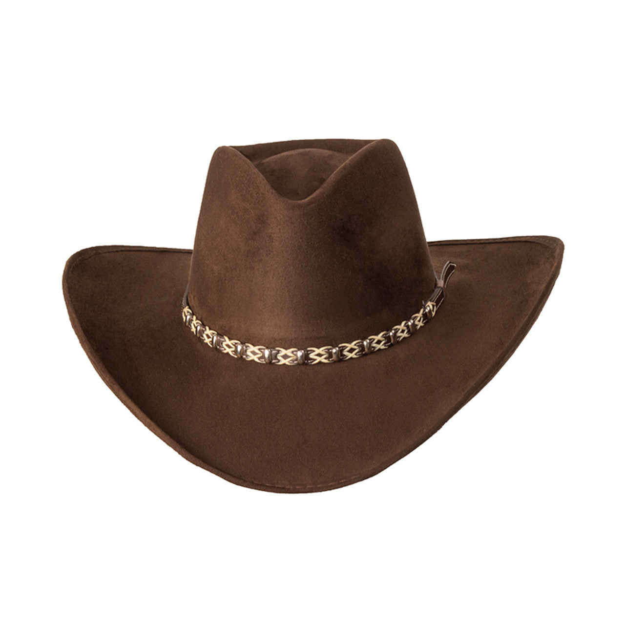 Western Express CL-97 Suede Like Hat - Brown Beaded